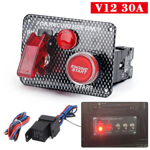 Carbon Fiber Panel With <b>Toggle</b> Switch And Start <b>Button</b> 12V 30A For Cars Ships RVs Yachts - Product Image 4