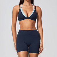 Ensemble de yoga et de sport pour femme : soutien-gorge de sport dos nu et short cycliste taille haute, séchage rapide, respirant, pour la course et la gym