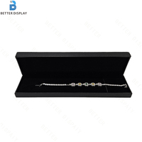 Boîte à bijoux de luxe en cuir PU et velours noir pour bagues, boucles d'oreilles, bracelets et colliers, personnalisable avec logo, vente en gros