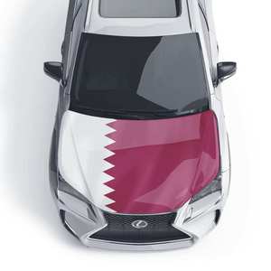 Housse de voiture en polyester tricoté sur mesure pour le Qatar, imperméable, anti-plis, portable, avec mât de drapeau rond en aluminium – Vente en gros - Product Image 1