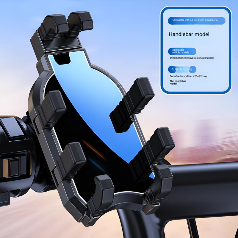 Black handlebar phone holder