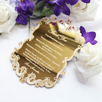 Menú de Boda Personalizado en Acrílico Espejo Dorado con Estampado Blanco, Invitación de Boda para Fiesta de Cumpleaños, Tarjeta de Agradecimiento Dorada