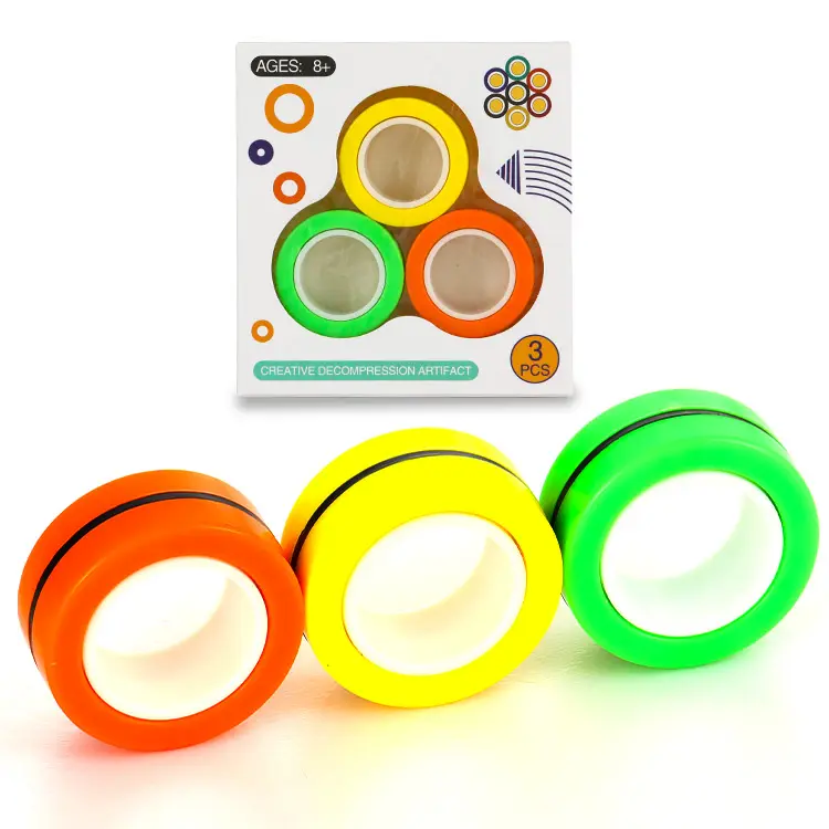 CPC children finger fidget magnetic spinner rings fidget toy set for anxiety relieving