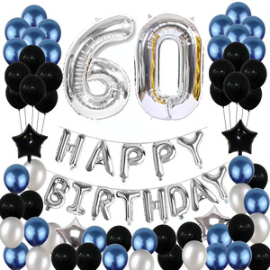 Décorations d'<span class=keywords><strong>anniversaire</strong></span> en gros pour hommes, 13e, 16e, 18e, 21e, 30e, 40e, 50e, 60e <span class=keywords><strong>anniversaire</strong></span>, ballons bleus et gris - Product Image 6
