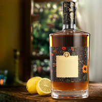 Bouteille en Verre Personnalisée de Forme Ovale 750 ml, Flasque pour Spiritueux, Cognac, Whisky, Gin, Tequila, Prix Usine