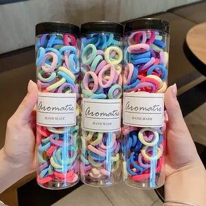 100 Stks/doos Haarbanden Meisjes Kleurrijke Naadloze Haarbanden Sweet Hoge Elastische Elastische Band Voor Kinderen