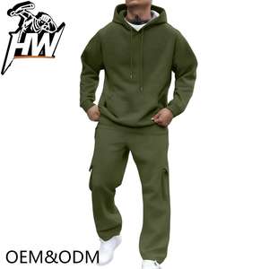 Conjunto Deportivo Casual de Dos Piezas para <span class=keywords><strong>Hombre</strong></span>, Estilo Europeo Americano Vintage, Primavera-Otoño, 100% Algodón, Estampado de Leopardo, con Capucha y Cordón Ajustable - Product Image 2