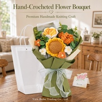 Bouquet de fleurs artificielles tricotées à la main en fil de laine, Gerbera éternelle, pour la Fête des Mères, cadeaux prêts à l'emploi, vente en gros pour le commerce extérieur