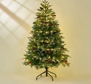 Albero di natale artificiale in PVC con luci a Led personalizzato floccato Pe pino esterno natale bianco verde Navidad