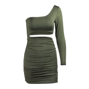 <span class=keywords><strong>Robe</strong></span> décontractée moulante à manches longues et à une épaule, en tissu peigné respirant, couleur unie, <span class=keywords><strong>taille</strong></span> <span class=keywords><strong>grande</strong></span>, avec un effet <span class=keywords><strong>de</strong></span> fente sexy - Product Image 2