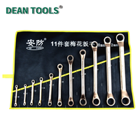 Jeu de clés à anneau double déportées anti-étincelles 11 pièces en bronze d'aluminium, kit d'outils antidéflagrants