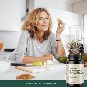 Prix de gros OEM Marque privée 100% pur biologique de qualité alimentaire HALAL <span class=keywords><strong>500</strong></span> <span class=keywords><strong>comprimés</strong></span> 1000mg <span class=keywords><strong>Spiruline</strong></span> Chlorelle pour adultes - Product Image 2