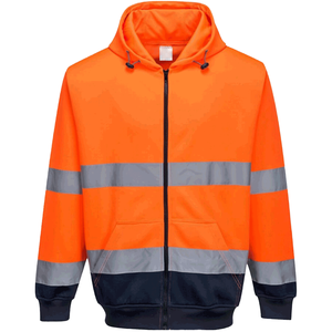 Venta al por mayor personalizada camisa de trabajo uniforme térmico a prueba de viento al aire libre algodón Sudadera con capucha con tira reflectante cremallera empalme Color polar - Product Image 5