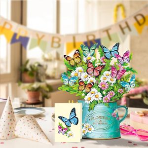 Carte <span class=keywords><strong>3D</strong></span> Pop-Up Bouquet de Fleurs Marguerites Papillons – Enveloppe et Bloc-notes vierges pour la Fête des Mères, Anniversaire, Remise en Guérison, Vœux - Product Image 3