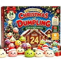 Calendrier de l'Avent de Noël : Boîte Mystère 24 Pièces – Ensemble de Jouets Squishy Anti-stress en Forme de Ravioli – Compte à Rebours Surprise – Cadeau de Fêtes pour Adolescents et Adultes