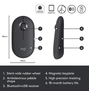 Souris sans fil silencieuse M350 1000 dpi 3 boutons Ergonomique Portable Mini M350 Souris sans fil M350 - Product Image 3