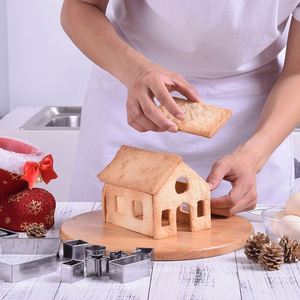 Kitchen <b>Baking</b> Accessories 10pcs 3D Stainless Steel House Cookie Cutters Mould Christmas Cookie Cutter Set - Product Image 3