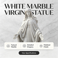 Sculpture de la Vierge Marie en marbre blanc brillant, statue artisanale de Notre-Dame de Grâce pour cimetière, chapelle, jardin, exposition