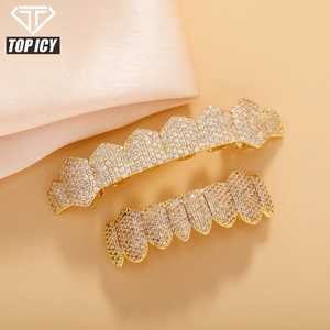 ファッションヒップホップアイスアウト歯フルダイヤモンド14K象眼細工8犬歯シャープクールブレースアイスアウト歯Grillz - Product Image 2