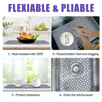 Étagère de rangement rectangulaire grise en silicone à séchage instantané pour robinet, organisateur de comptoir de cuisine, support d'évier pour cuisine