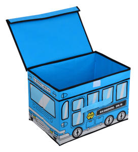 Cute Kids Toy Organizer car design Folding non woven Storage Box with lid Cartoon Collapsible Fabric Storage Cube Boxes