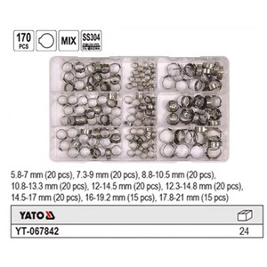 Juego de Abrazaderas para Mangueras Eertuo, 170 Piezas, Acero Inoxidable, Herramientas de Reparación Automotriz YT-067842 - Product Image 2