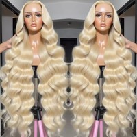 Perruques Lace Frontal HD 13x6 en cheveux humains vierges bruts, blond 613, 30-40 pouces, sans colle, pour femmes noires