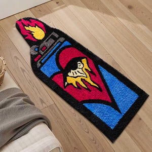 Non-slip Irregular Shape Flocking <strong>Bath</strong> <strong>Mat</strong> <strong>Funky</strong> Maximalist Style 38mm High Pile Cloud-touch Fleece Shower Room Entrance - Product Image 1