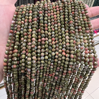 Perles en vrac de pierre naturelle unakite facettée de 2 mm, 3 mm, 4 mm pour la fabrication de bijoux, vente en gros