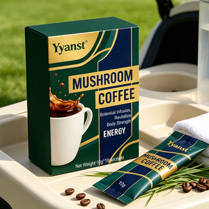 กาแฟวิตามินสกัดจากเห็ดสูตรอ่อนโยนจากธรรมชาติ บรรจุภัณฑ์แบบซอง 10 กรัม*10 ซอง กล่องพิมพ์ลายทองคำสีเขียวเข้ม รับผลิตแบบ OEM ปริมาณมาก พร้อมติดฉลากสินค้าของลูกค้า - Product Image 3