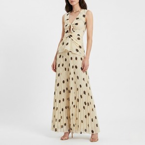 Elegante <span class=keywords><strong>Gonna</strong></span> Lunga in Chiffon Crema con Stampa Leopardata da Donna, a Vita Alta, Plissettata, Modello A-Line, per Ufficio e Uso Quotidiano, Primavera Autunno - Product Image 5