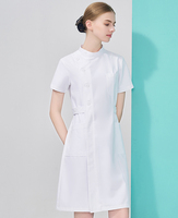 Uniforme d'infirmière pour femme, col long, blanc, manches longues, pour infirmière de clinique
