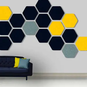 Panneau mural hexagonal 300*300MM Panneau acoustique en fibre de polyester insonorisé Facile à installer absorbeur de son pour matériau mural