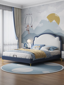<span class=keywords><strong>Lit</strong></span> d'enfant moderne en bois massif confortable pour garçons et filles, avec accents en cuir silicone et motif ours en peluche, idéal pour la chambre à coucher - Product Image 4