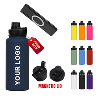 Nouvelle Tendance 2024 : Bouteille d'Eau Isotherme et Thermos Magnétiques Portables pour la Course avec Support Téléphone Magnétique Intégré au Couvercle, Logo Personnalisable