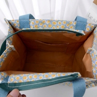 Sac fourre-tout imperméable à imprimé floral à carreaux, taille moyenne, doublure TC, taille personnalisée pour les trajets quotidiens et les repas