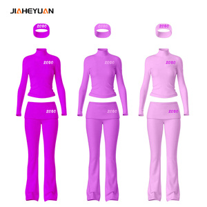 Biểu Tượng Tùy Chỉnh Phụ Nữ Loungewaer Thiết Lập Cửa Hàng Quần Áo Dài Tay Áo Yoga Hàng Đầu Thể Thao Phụ Nữ 3 Mảnh loe Quần Đặt - Product Image 3