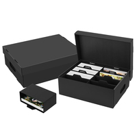 Boîte de rangement photo en carton ondulé noir personnalisée avec intercalaires à onglets pour photos, cartes postales, cartes, documents, organisateur pour la maison et le bureau