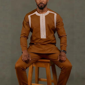 Costume pour <span class=keywords><strong>homme</strong></span> CCY de style africain, kaftan brodé avec soin, <span class=keywords><strong>ensemble</strong></span> 2 pièces, bou bou <span class=keywords><strong>homme</strong></span>, vêtements islamiques, <span class=keywords><strong>qamis</strong></span> - Product Image 1