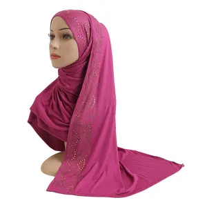 In Stock Hijab fornitore istantaneo 100% Chiffon di poliestere con pietra Dubai Hijab e sciarpa per donne musulmane