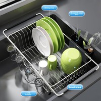 Égouttoir à vaisselle métallique extensible sur pied, personnalisé en usine, style nordique, pour rangement de cuisine (bols, assiettes, tasses, baguettes, fourchettes)