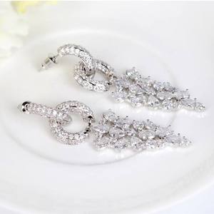 Wholesale Designer Jewelry 18K Champagne Gold Plated Colorful Zircon Crystal CZ Chandelier <b>Earrings</b> for Women Luxury Wedding - Product Image 4