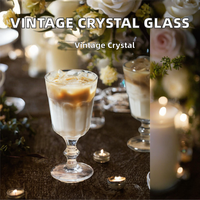 Verres à vin rouge gaufrés, verres à vin blancs diamantés en cristal vintage à long pied