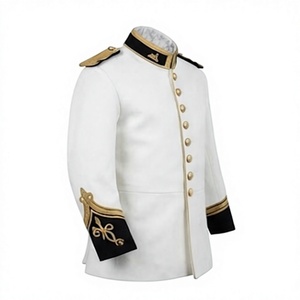 Veste tunique blanche pour homme en laine, simple boutonnage, uniforme formel, vêtement d'extérieur - Product Image 3