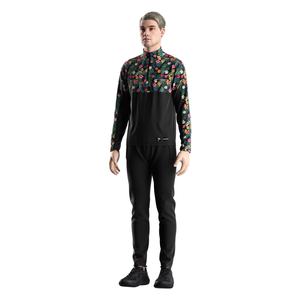 Suéter con Cierre de Cremallera 1/4 para Hombre, Diseño Floral, Color Negro, Cuello Alto - Product Image 5