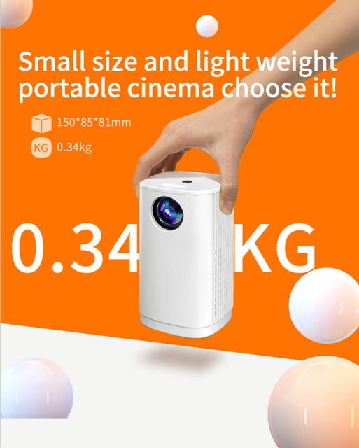 T1 Smart Android WIFI LCD 40 ANSI Lumens High Brightness Home Theater Mini Projector with Built-in Battery and 3-Year Warranty
