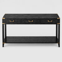 Console d'entrée moderne en bois massif noir avec vis apparentes et coins décoratifs, 3 tiroirs, pour couloir et hall d'entrée – Artisanat de luxe