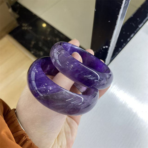Pulseras de Amatista Púrpura Natural Premium para Mujer al por Mayor, Brazaletes Sólidos de Cristal, Piedra Natural Curativa en Venta - Product Image 6