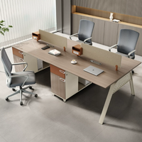 Nouveau bureau de travail moderne et simple pour personnel, avec gestion des câbles intégrée, ensemble de mobilier de bureau ouvert