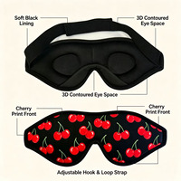 Kersenprint 3D Gecontourd Slaapmasker Ultra Zacht Spons Diep Oogmasker 100% Verduisterend Fruitprint Slaapmasker Vier Seizoenen
